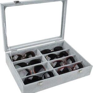 Tasybox 8 Slot Velvet Sunglasses Organizer Storage Box